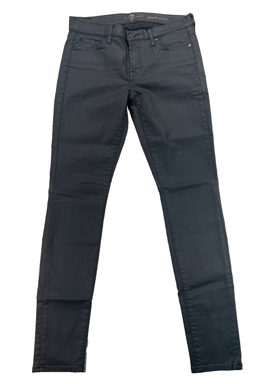 Vintage 7 For All Mankind Gwenevere Mid-Rise Black Skinny Jeans (Women 31) - Y2K